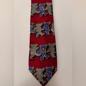 Grateful Dead Dancing Bears Red Silk Tie